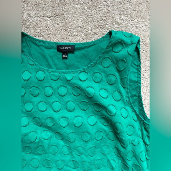 Talbots 100% Cotton Green Sleeveless Top Size 4 - Picture 2 of 6